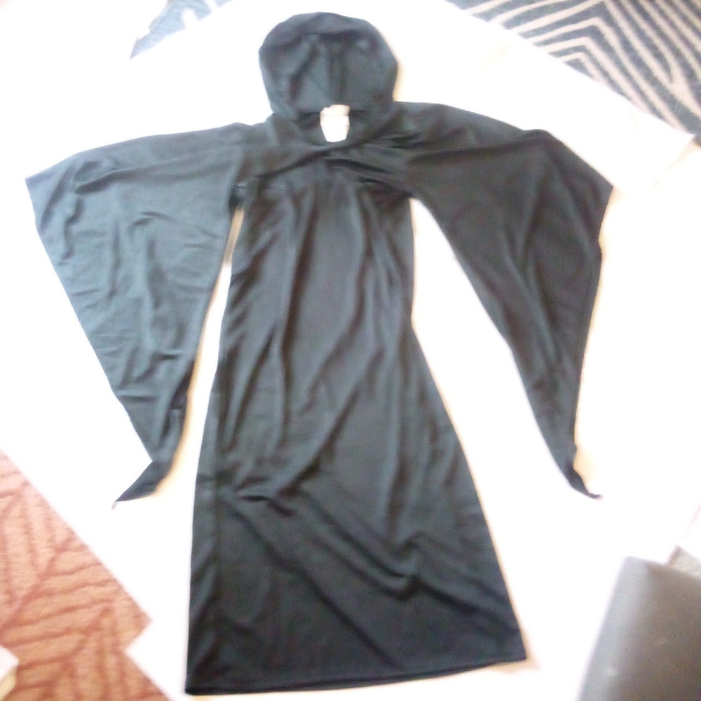 Witch warlock ghoul cloak with hood & large wide sleeves adult medium EUc